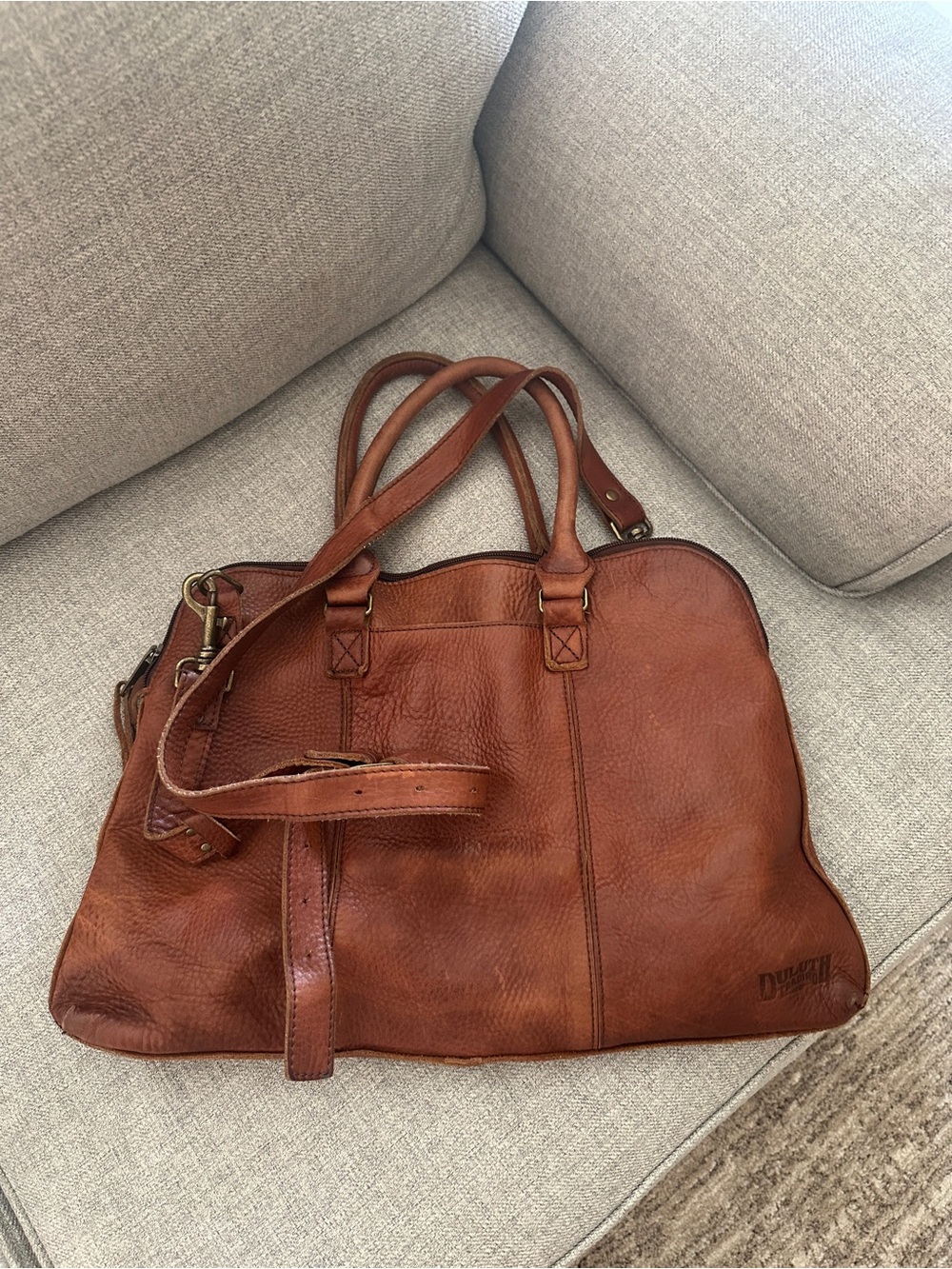 Vtg Duluth Trading Co Leather Briefcase Messenger Bag Brown Messenger